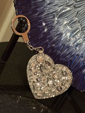 Kate Spade Bling Embellished Silver Heart Keychain/Bag Charm